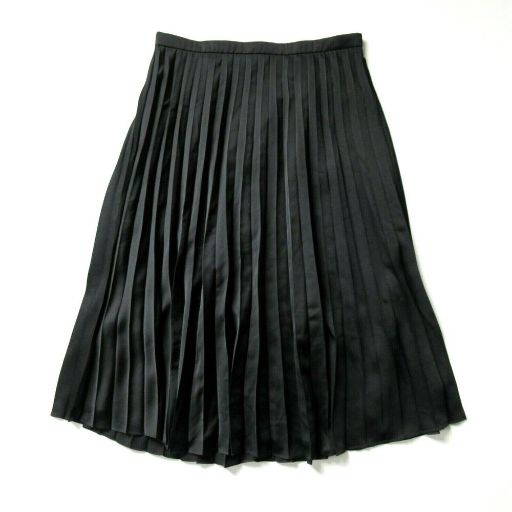 J. Crew Black Pleated Midi Skirt Sz. 10